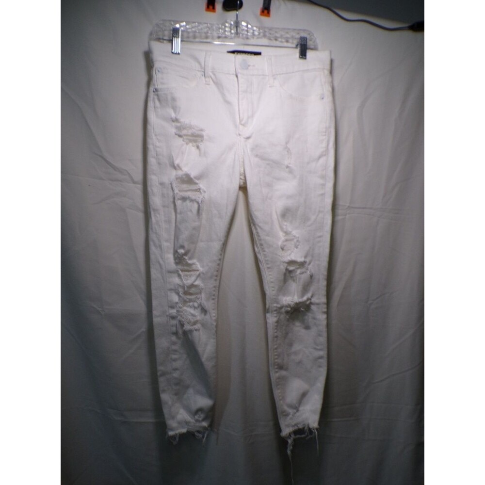 Express Women's White Mid Rise Ankle Legging Distressed Skinny Jeans 4S